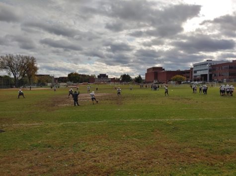 The Bergen Tech football team practicing on Thursday, October 17th.