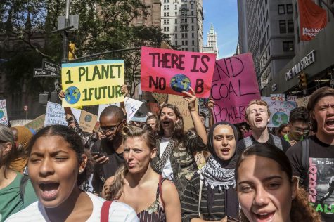 Climate change activists participating in an environmental demonstration as a part of a global youth-led day of action in New York on Sept. 20, 2019.